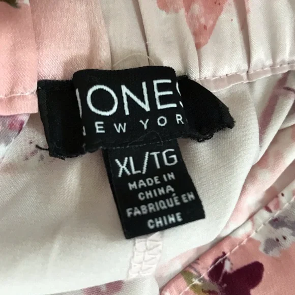 Jones New York Pink Floral Cherry Blossom Satin Pajama Lounge Pants Size XL - Picture 5 of 7